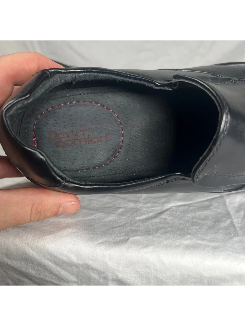Dexter Comfort Men’s 10.5 Black Slip On Square Toe Dress Shoes Leather Lined